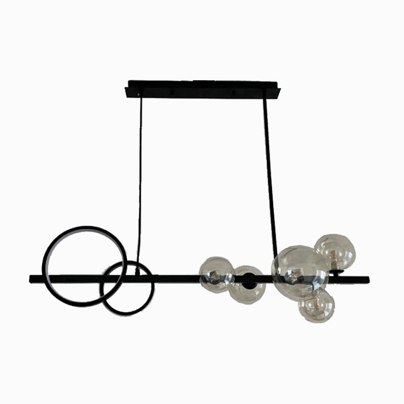 Contemporary Kitchen Island Lighting Spherical Metal 7-Light Hanging Light Fixtures