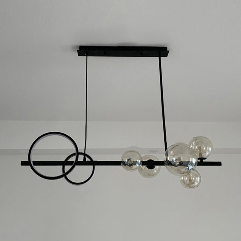 Contemporary Kitchen Island Lighting Spherical Metal 7-Light Hanging Light Fixtures