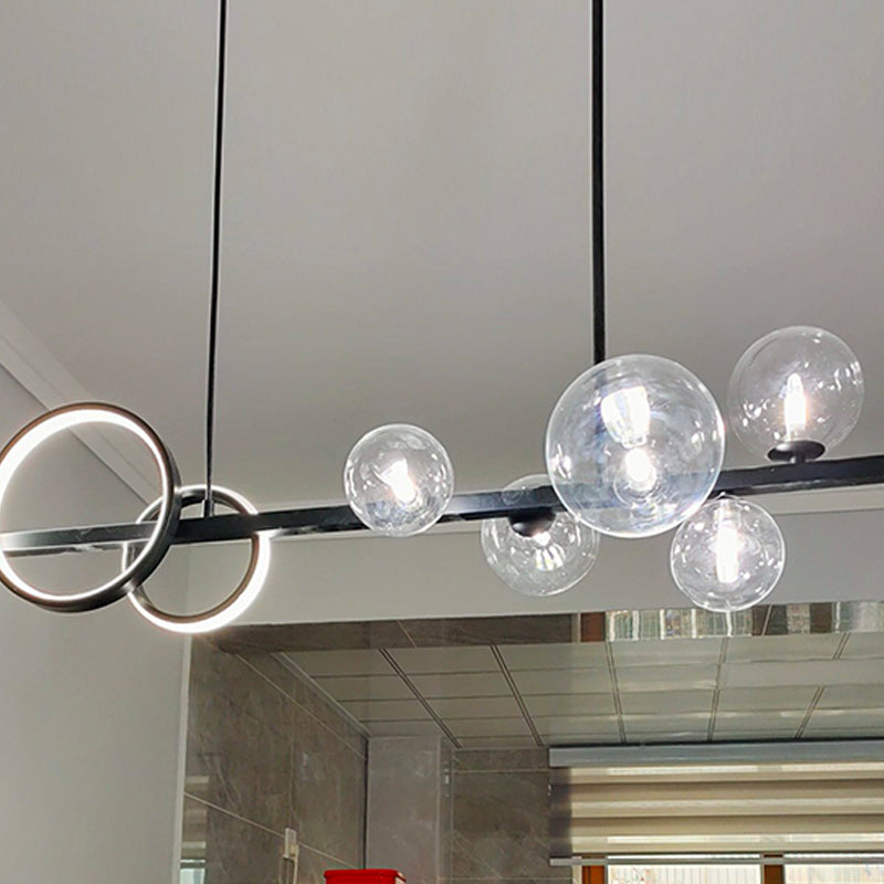 Contemporary Kitchen Island Lighting Spherical Metal 7-Light Hanging Light Fixtures