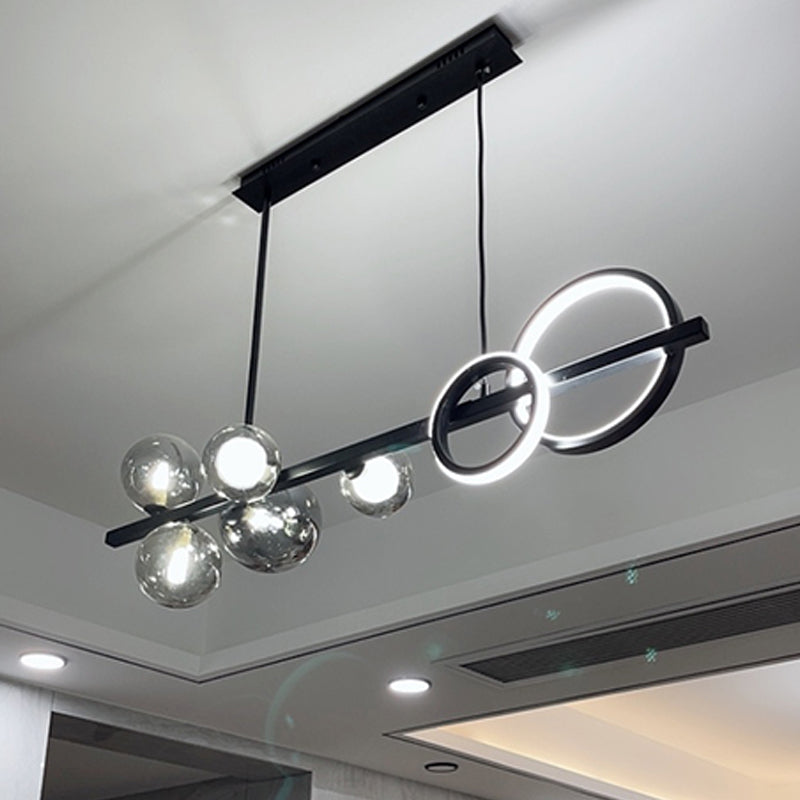 Contemporary Kitchen Island Lighting Spherical Metal 7-Light Hanging Light Fixtures