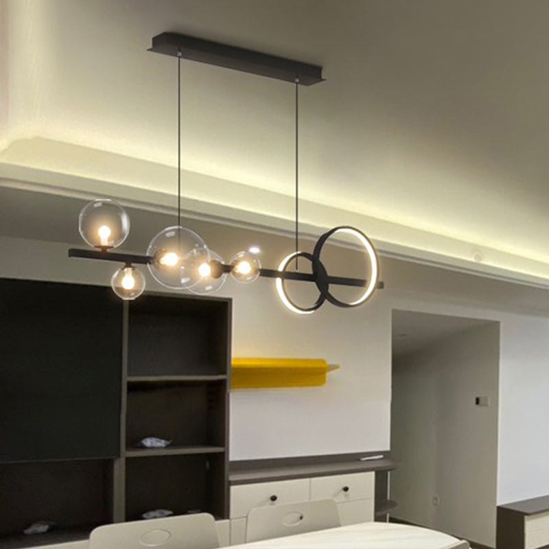 Contemporary Kitchen Island Lighting Spherical Metal 7-Light Hanging Light Fixtures