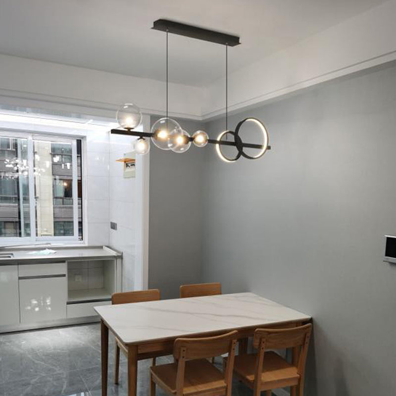 Contemporary Kitchen Island Lighting Spherical Metal 7-Light Hanging Light Fixtures