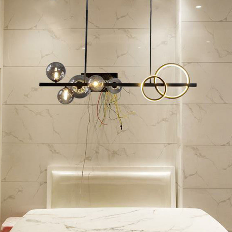 Contemporary Kitchen Island Lighting Spherical Metal 7-Light Hanging Light Fixtures