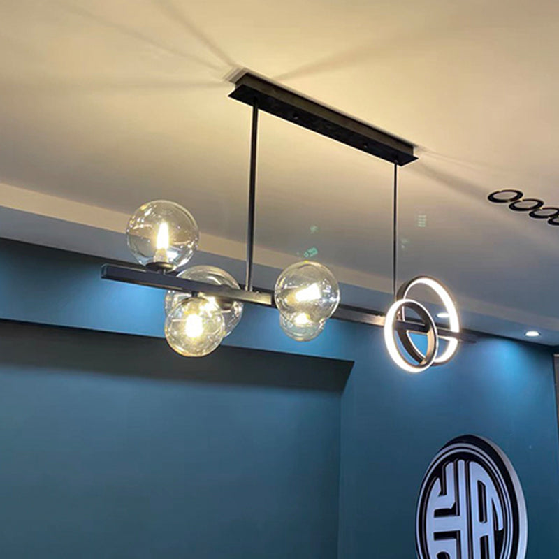 Contemporary Kitchen Island Lighting Spherical Metal 7-Light Hanging Light Fixtures