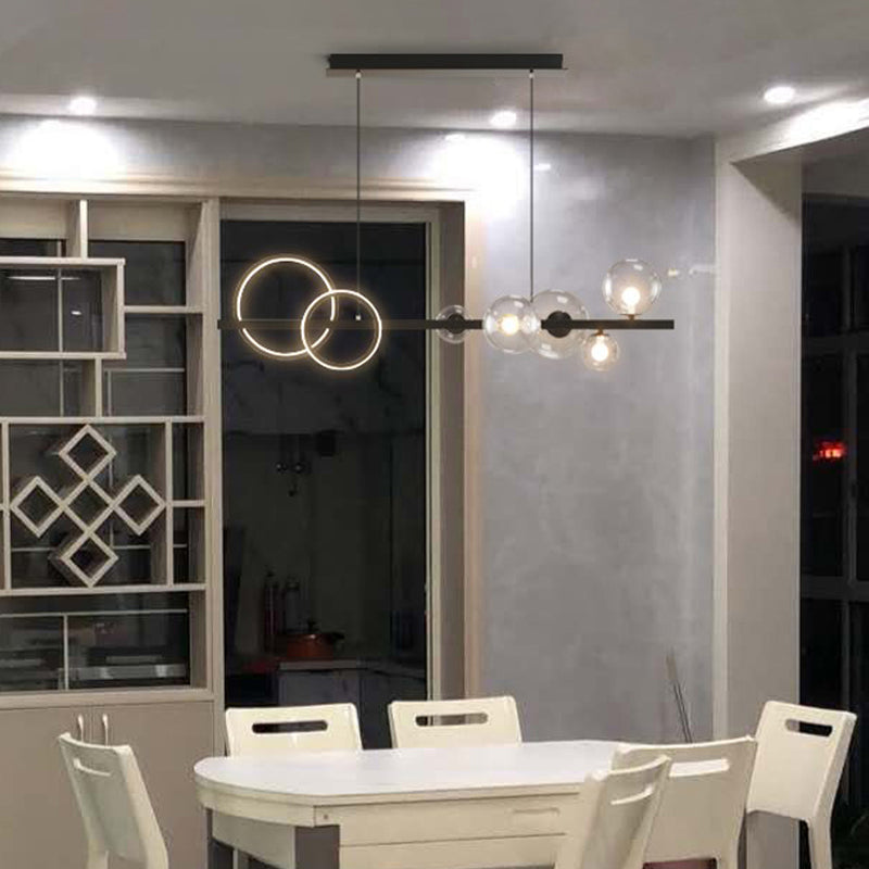 Contemporary Kitchen Island Lighting Spherical Metal 7-Light Hanging Light Fixtures