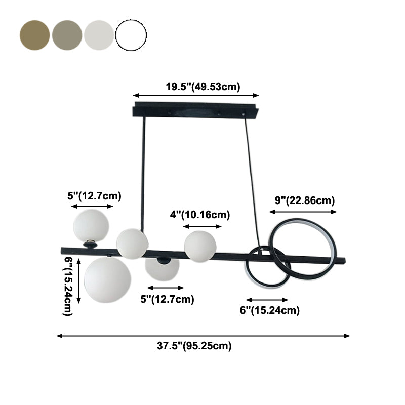 Contemporary Kitchen Island Lighting Spherical Metal 7-Light Hanging Light Fixtures