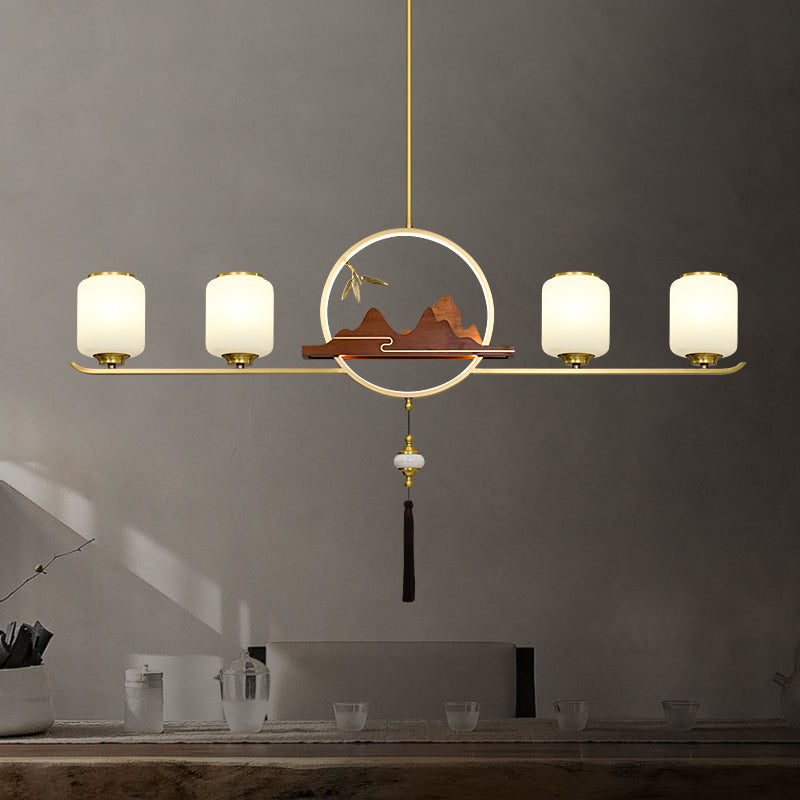 Modern Cylinder Island Lighting Fixtures Glass Pendant Lights