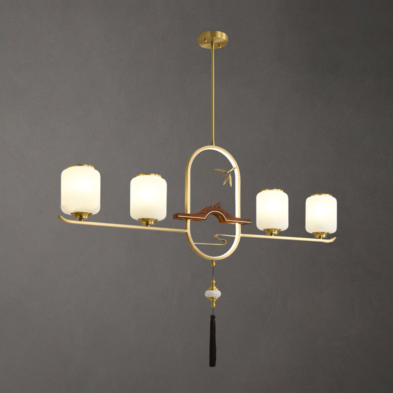 Modern Cylinder Island Lighting Fixtures Glass Pendant Lights