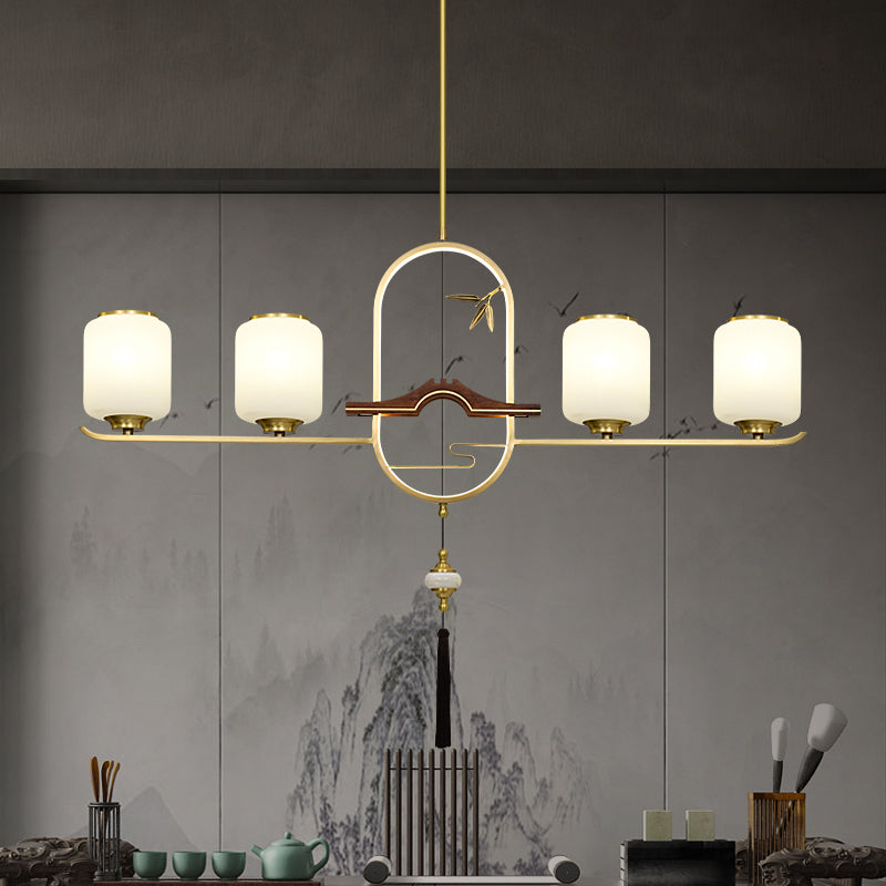 Modern Cylinder Island Lighting Fixtures Glass Pendant Lights