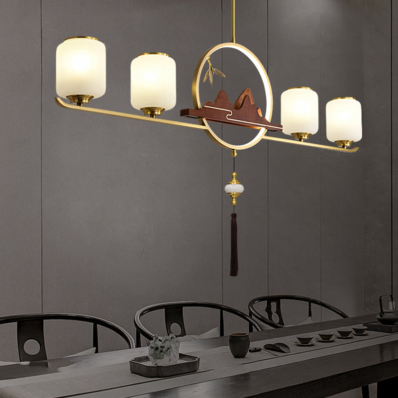 Modern Cylinder Island Lighting Fixtures Glass Pendant Lights