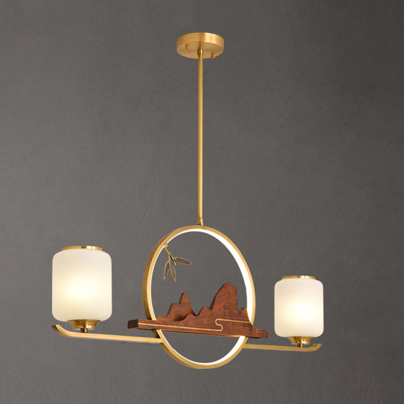 Modern Cylinder Island Lighting Fixtures Glass Pendant Lights