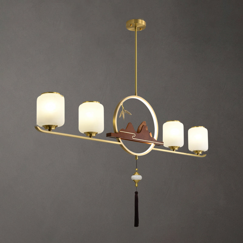 Modern Cylinder Island Lighting Fixtures Glass Pendant Lights