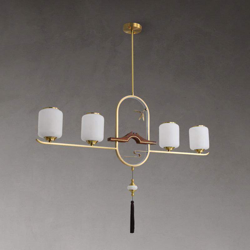 Modern Cylinder Island Lighting Fixtures Glass Pendant Lights