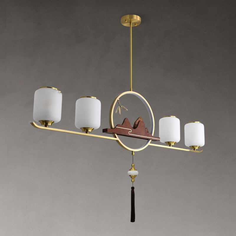 Modern Cylinder Island Lighting Fixtures Glass Pendant Lights