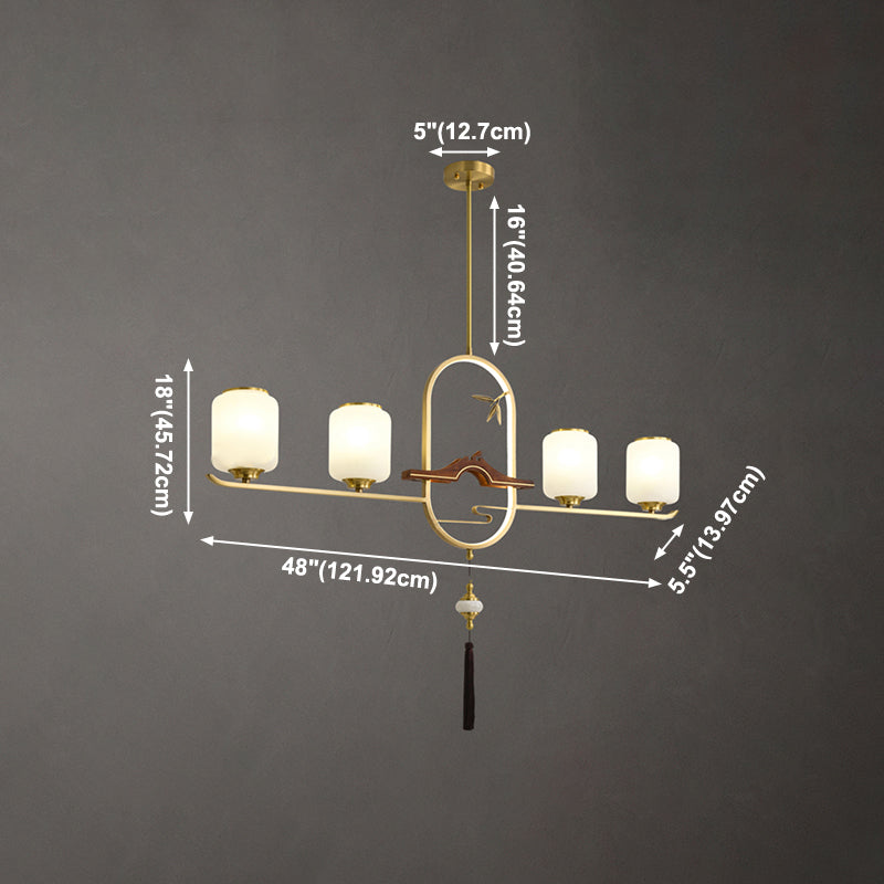 Modern Cylinder Island Lighting Fixtures Glass Pendant Lights