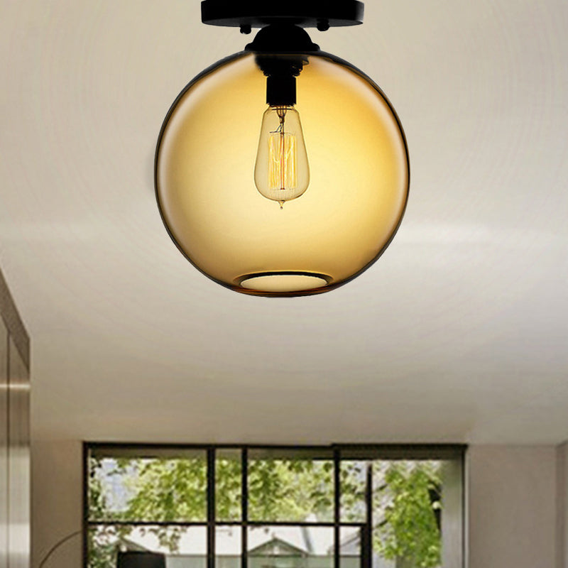 Red/Sky Blue/Amber/Dark Smoke/Coffee Orbit Ceiling Light Fixture Contemporary Glass 1 Head Indoor Ceiling Flush Mount