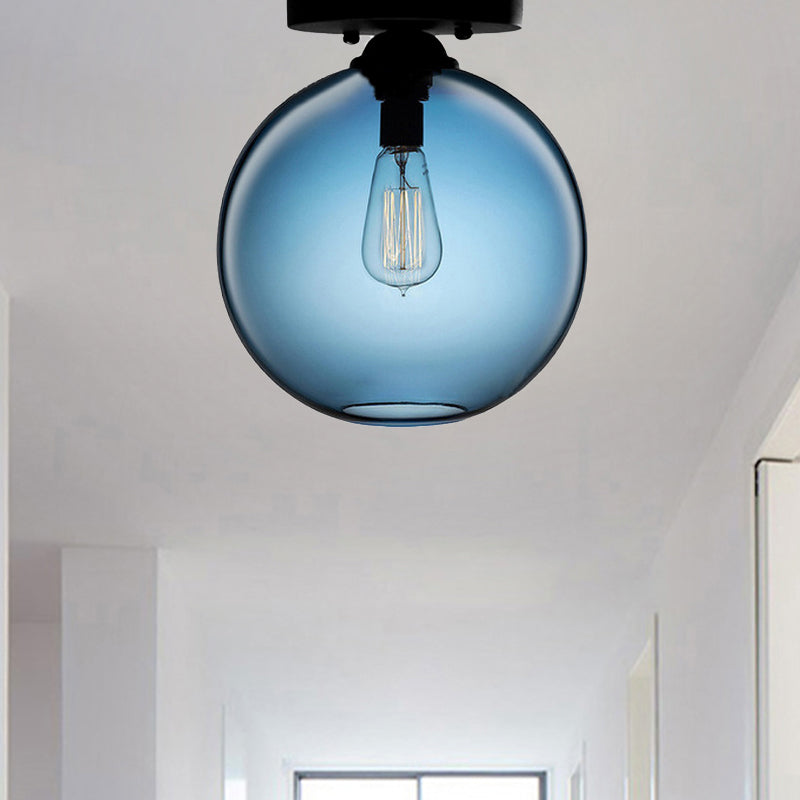 Red/Sky Blue/Amber/Dark Smoke/Coffee Orbit Ceiling Light Fixture Contemporary Glass 1 Head Indoor Ceiling Flush Mount