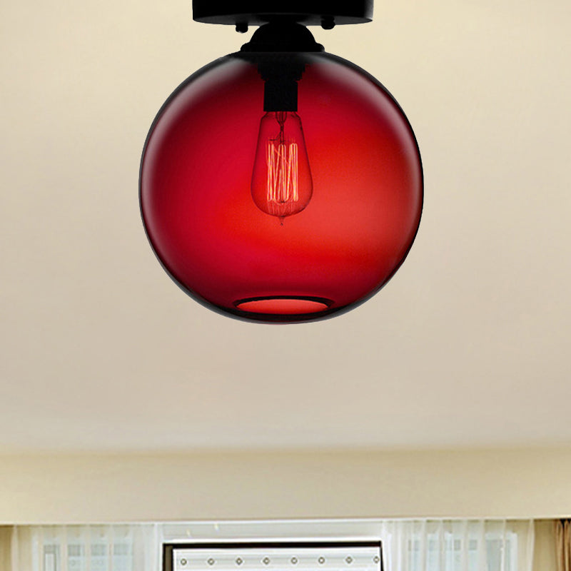 Red/Sky Blue/Amber/Dark Smoke/Coffee Orbit Ceiling Light Fixture Contemporary Glass 1 Head Indoor Ceiling Flush Mount