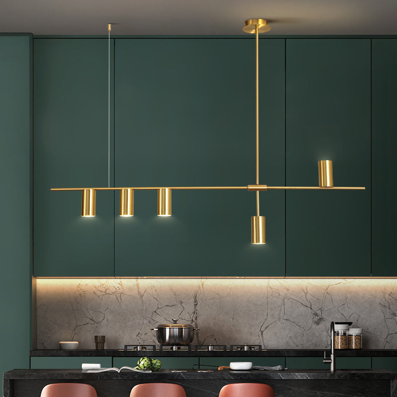 Éclairage d'éclairage de l'île de cylindre Éclairage de pendentif métallique moderne