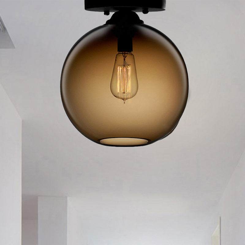 Red/Sky Blue/Amber/Dark Smoke/Coffee Orbit Ceiling Light Fixture Contemporary Glass 1 Head Indoor Ceiling Flush Mount