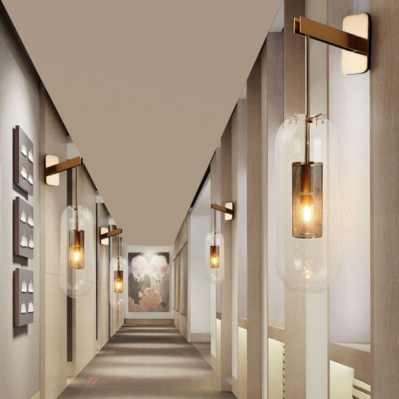 Moderner Stil röhrenförmiger Wandlampe Lichtglas 1 Lichtwandmontierte Beleuchtung