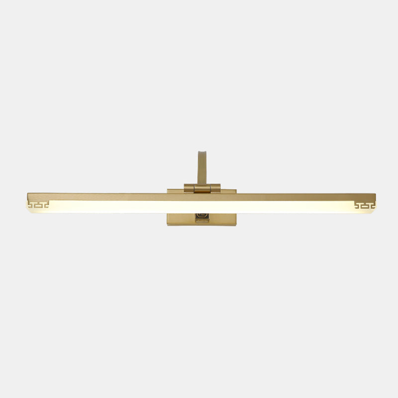 Linear Shape Metal Mirror Wall Lighting Modern Single Light Wall Mounted Lighting in Brass