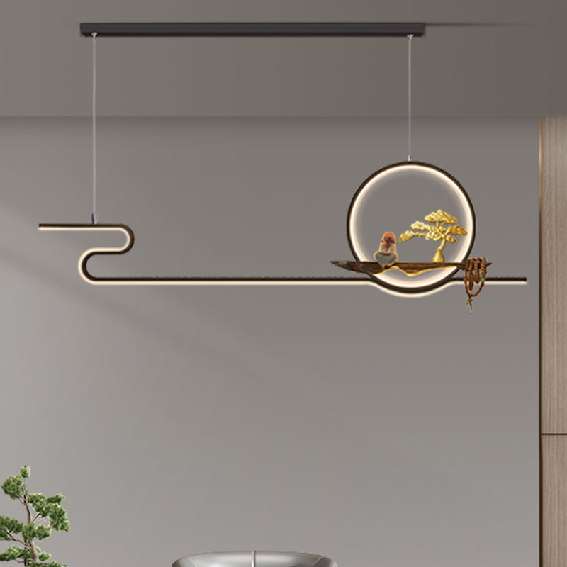 Ideas de iluminación de isla lineal Iluminación colgante de 2 luces de metal contemporáneo