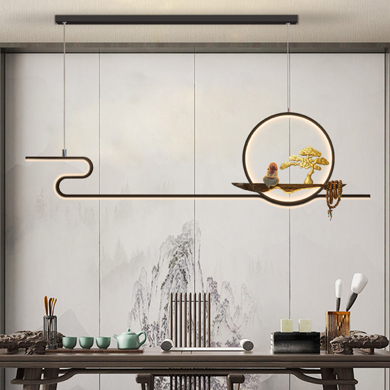 Ideas de iluminación de isla lineal Iluminación colgante de 2 luces de metal contemporáneo