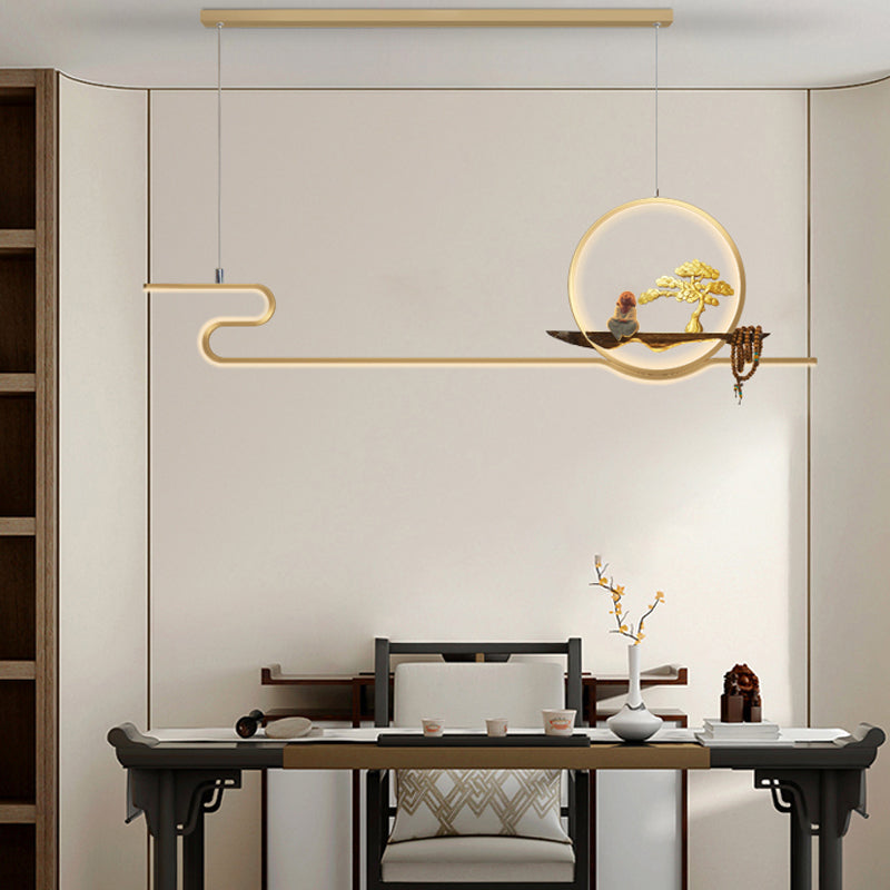 Ideas de iluminación de isla lineal Iluminación colgante de 2 luces de metal contemporáneo