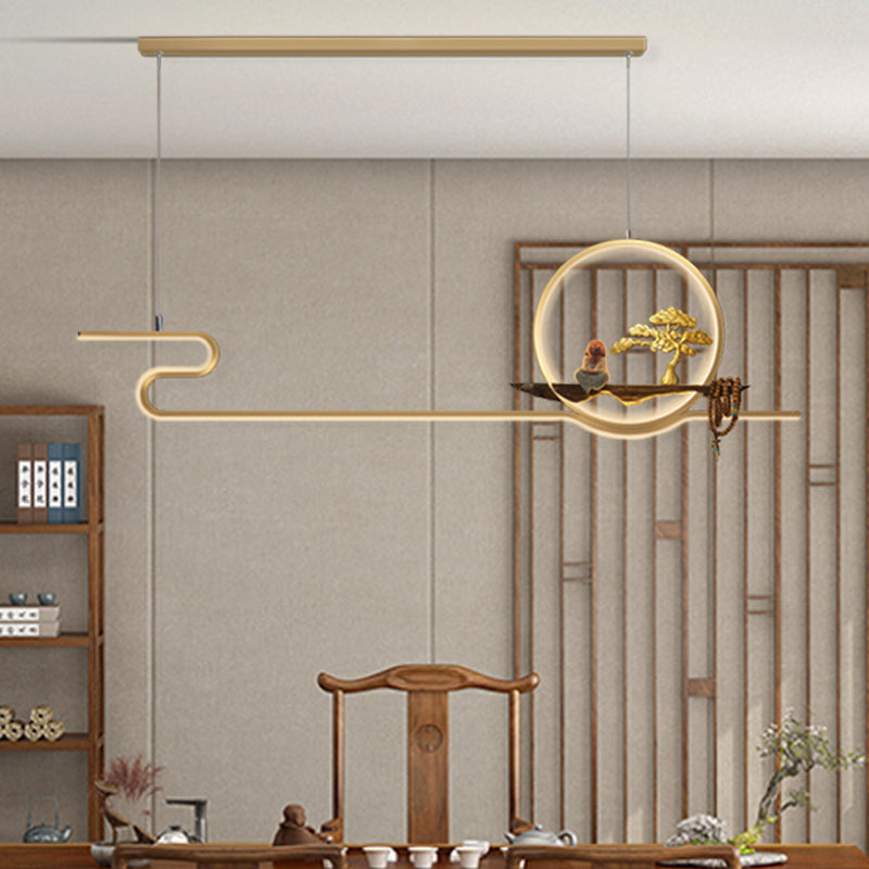 Ideas de iluminación de isla lineal Iluminación colgante de 2 luces de metal contemporáneo