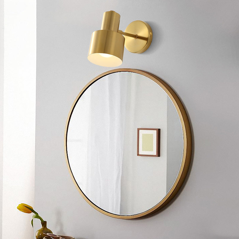 Geometric Metal Mirror Wall Lighting Modern Single Light Wall Mounted Lighting in Brass