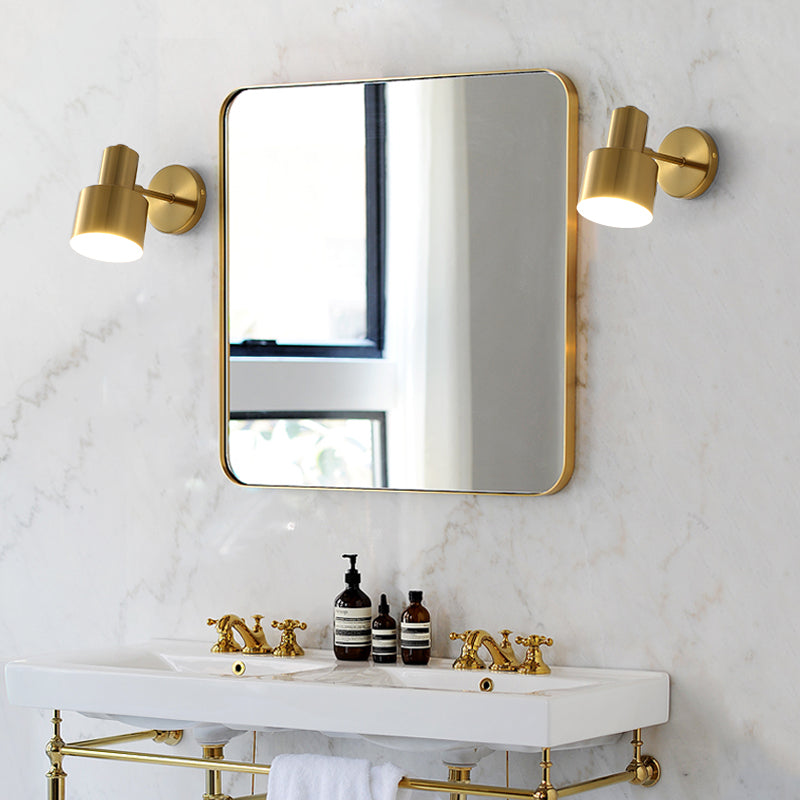 Geometric Metal Mirror Wall Lighting Modern Single Light Wall Mounted Lighting in Brass