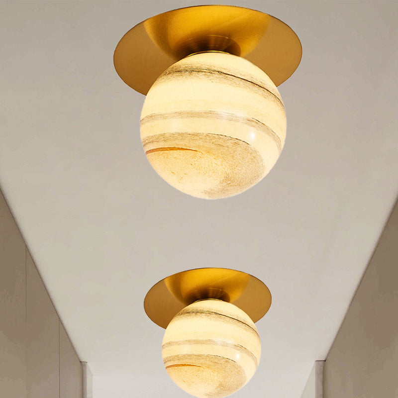 Clear/Light-Brown/Cream Orbit Ceiling Light Modern Glass 1 Light Kitchen Flushmount Ceiling Lamp