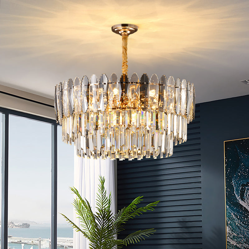 Geometric Pendant Lights Modern Crystal Pendant Lighting Fixture in Gold