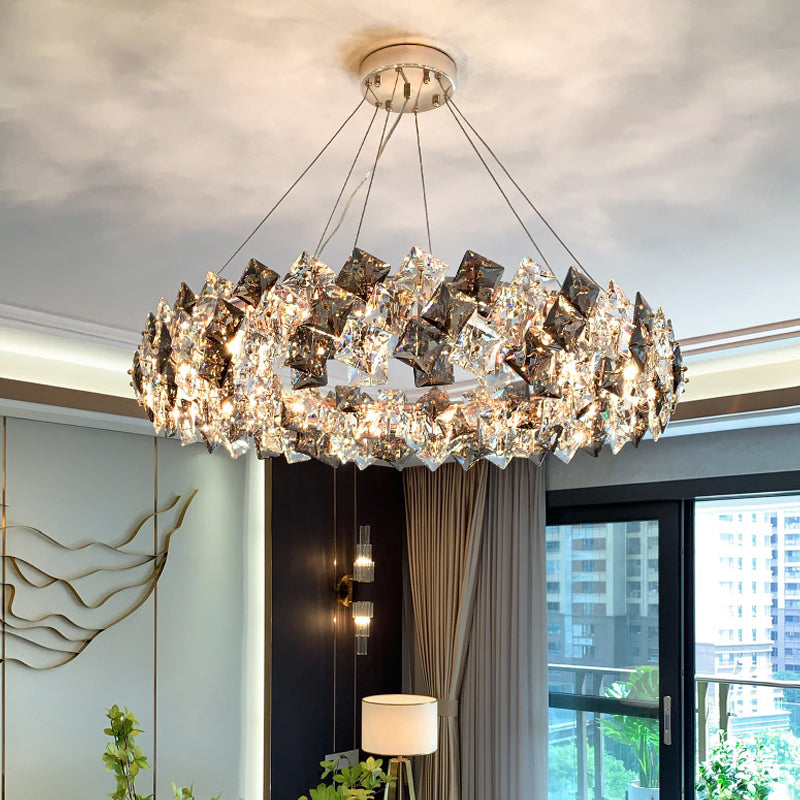 Geometric Pendant Lights Modern Crystal Pendant Lighting Fixture in Grey