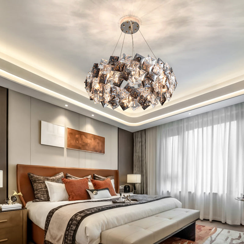 Geometric Pendant Lights Modern Crystal Pendant Lighting Fixture in Grey