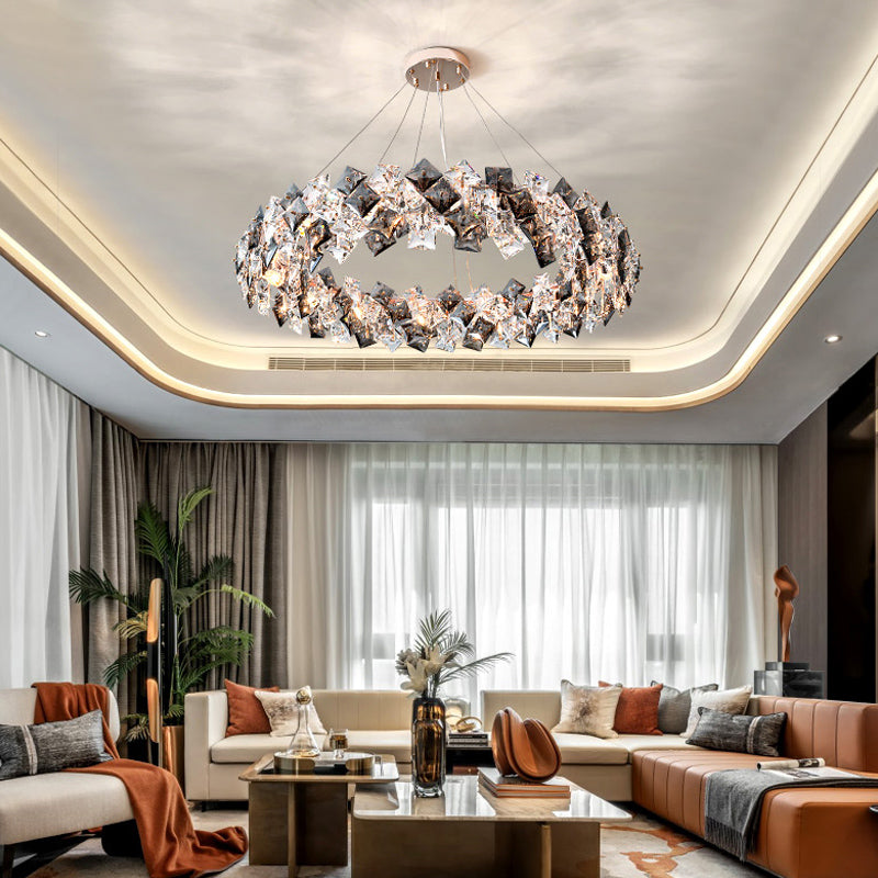 Luci a sospensione geometrica Modern Crystal Crystal Crystal Apparecchiatura di illuminazione in grigio