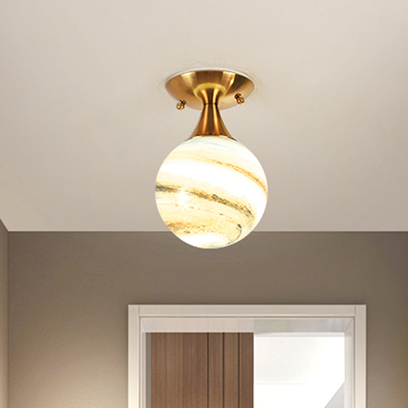 Illuminazione a semimontaggio in vetro bianco-giallo/grigio-blu/grigio fumo con paralume a sfera Nordic 1 lampadina da incasso a soffitto per foyer