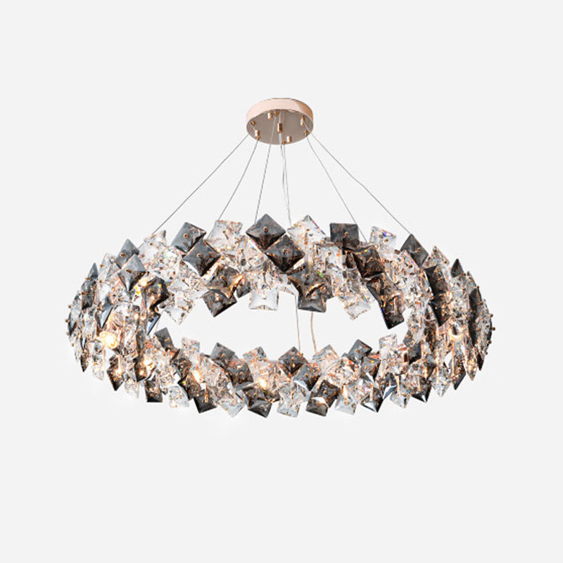 Luci a sospensione geometrica Modern Crystal Crystal Crystal Apparecchiatura di illuminazione in grigio
