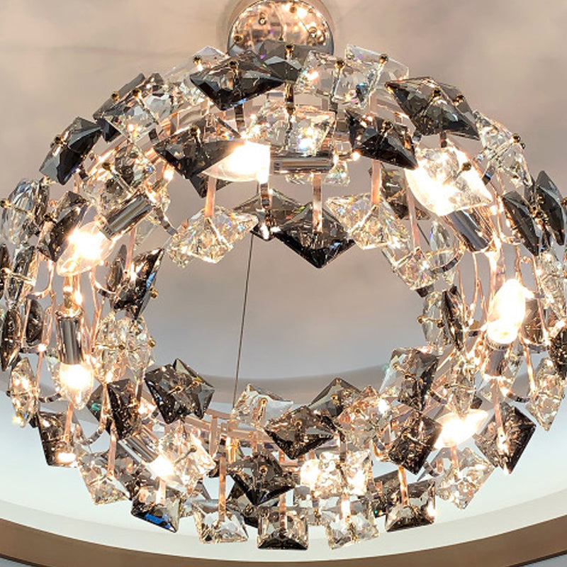 Luci a sospensione geometrica Modern Crystal Crystal Crystal Apparecchiatura di illuminazione in grigio