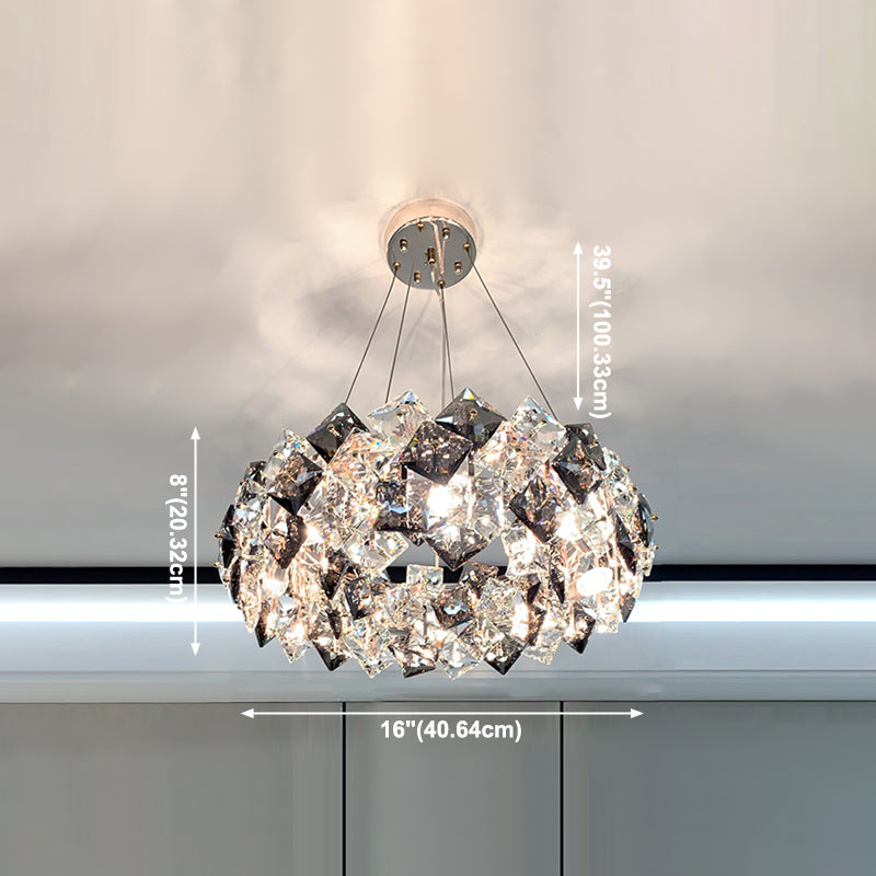 Luci a sospensione geometrica Modern Crystal Crystal Crystal Apparecchiatura di illuminazione in grigio