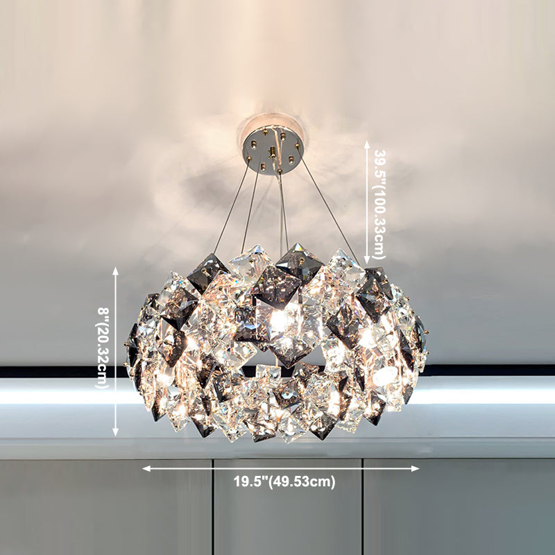 Luci a sospensione geometrica Modern Crystal Crystal Crystal Apparecchiatura di illuminazione in grigio