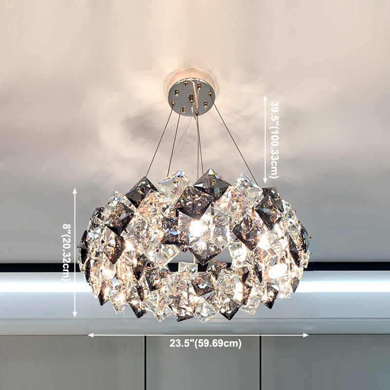 Geometric Pendant Lights Modern Crystal Pendant Lighting Fixture in Grey