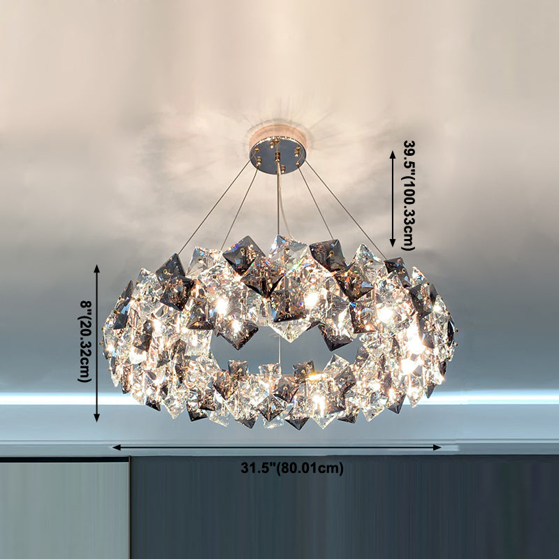 Luci a sospensione geometrica Modern Crystal Crystal Crystal Apparecchiatura di illuminazione in grigio