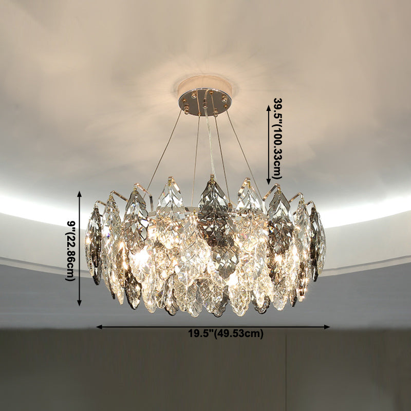 Luci a sospensione geometrica Modern Crystal Crystal Apparecchiatura dell'illuminazione a sospensione in grigio per soggiorno