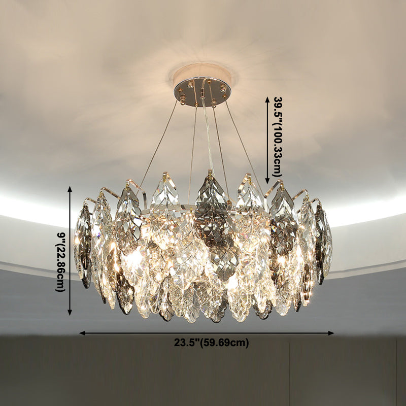 Geometric Pendant Lights Modern Crystal Pendant Lighting Fixture in Grey for Living Room
