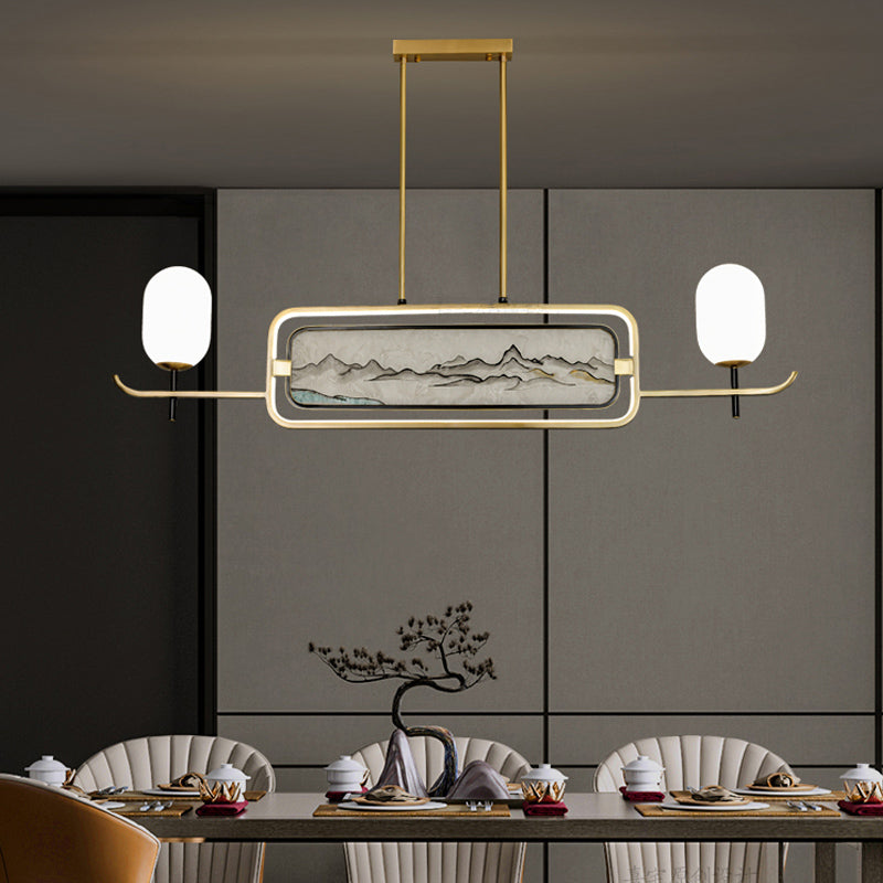 Modern Cylinder Island Lighting Fixtures Glass 3 Light Pendant Lighting