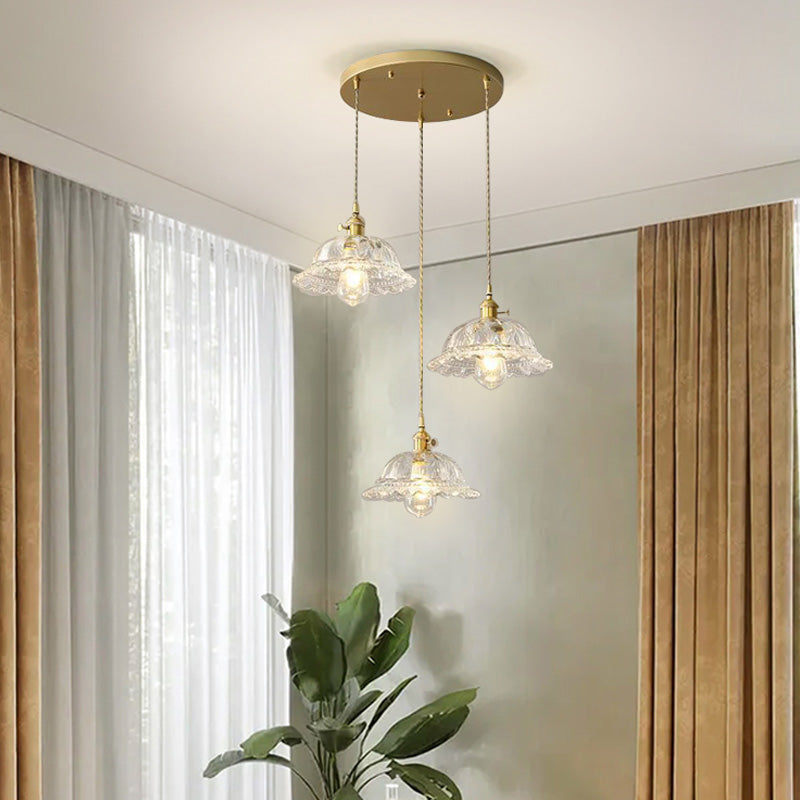 Pendre en verre en cuivre Fleur Fleur Pendre moderne pour salle à manger