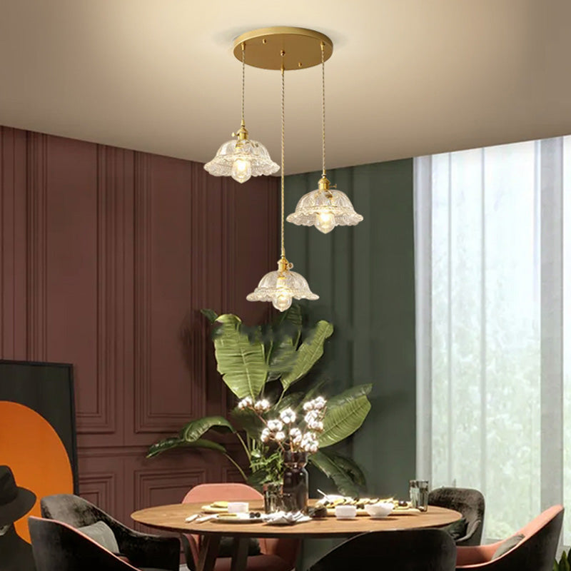 Pendre en verre en cuivre Fleur Fleur Pendre moderne pour salle à manger