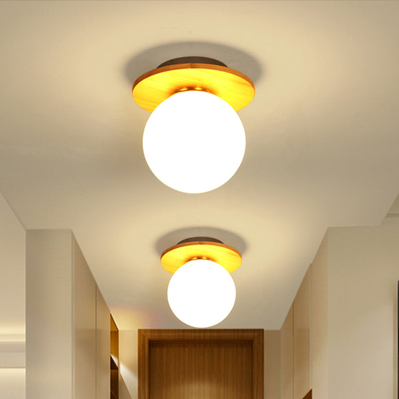 Opal Glass Global Plafonnier encastré moderne à 1 lumière avec auvent gris/blanc/vert/bois